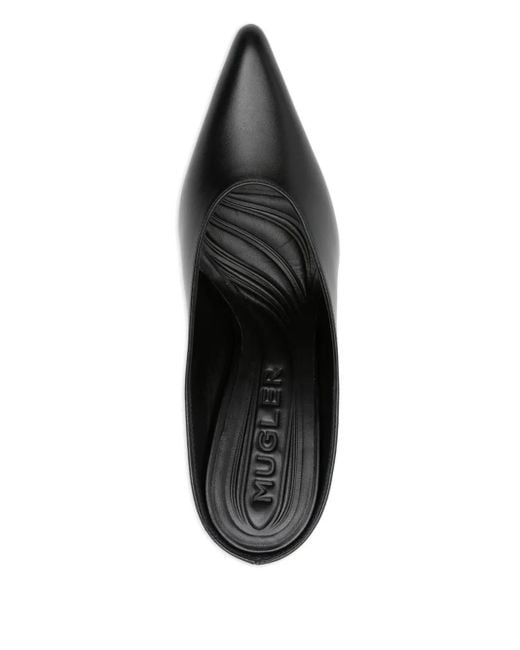 Mugler Black 100Mm Sculpted Heel Pointed-Toe Heeled Mules