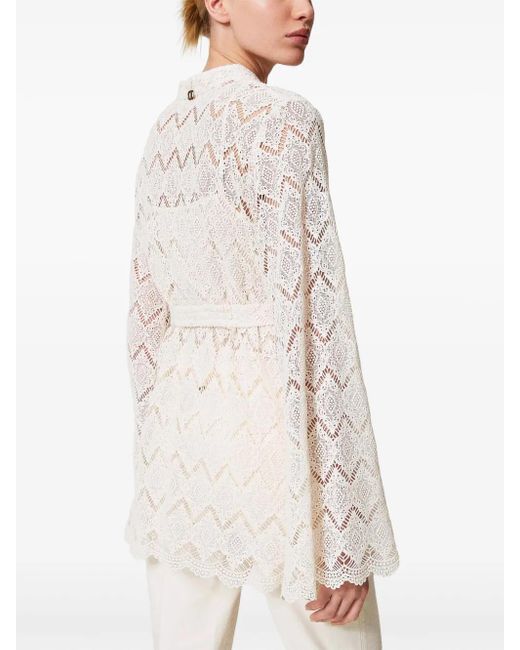 Twinset White Makramee-Hemd