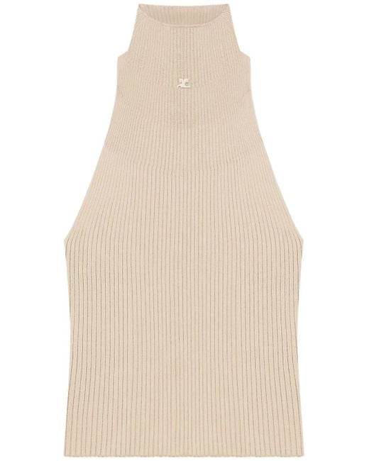 Courreges Natural Ribbed-Knit Tank Top