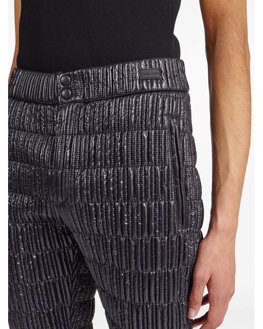 Ferragamo Blue Metallic-Finish Padded Trousers for men