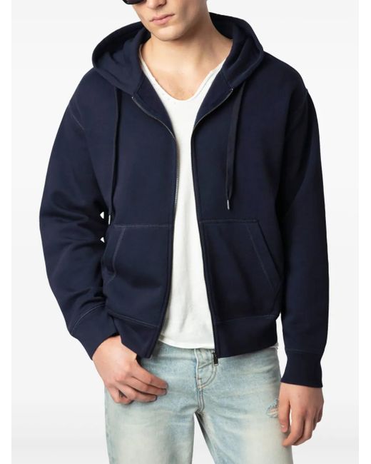 Zadig & Voltaire Blue Skull Zip-Up Hoodie for men