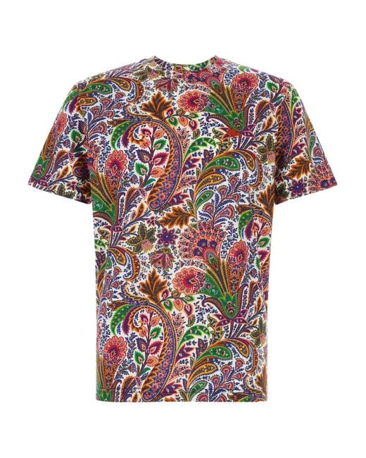Etro White Paisley-Print T-Shirt for men