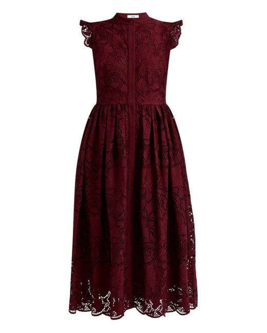 Erdem Purple Gerüschtes Midikleid Aus Spitze
