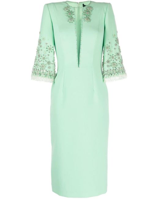 Jenny Packham Midi-jurk Verfraaid Met Kralen in het Green