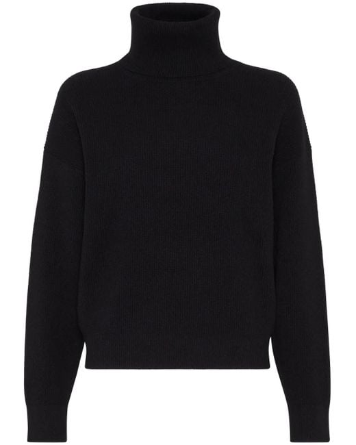 Brunello Cucinelli Black Ribbed Turtleneck Sweater