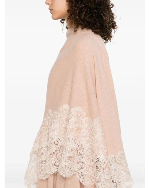 Ermanno Scervino Natural Lace-Trim Cape