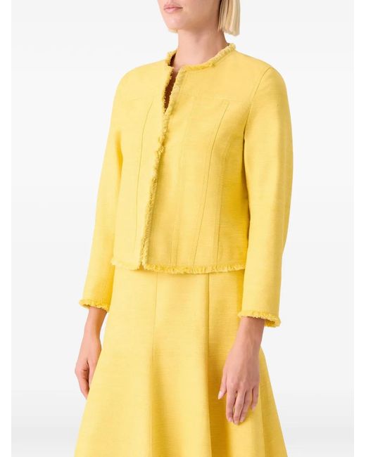 Akris Punto Yellow Fringed Cropped Jacket