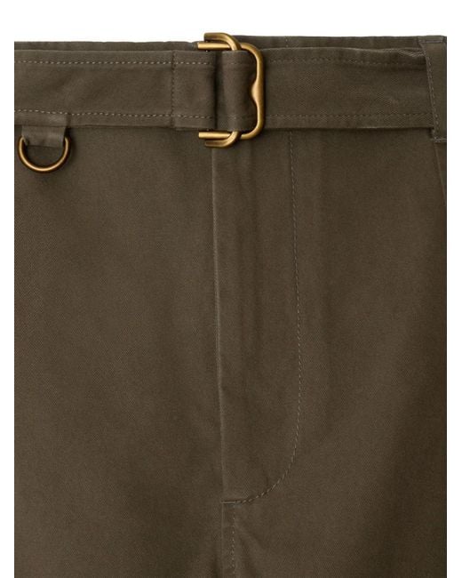 Burberry Green Belted Gabardine Shorts