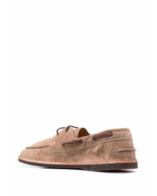 Brunello Cucinelli Pink Lace-Up Suede Loafers for men