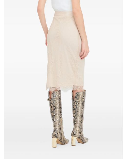 Liu Jo Natural Lace Scalloped-Hem Mid Skirt