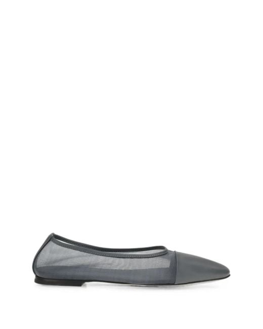 Dear Frances White Gala Mesh-Panel Ballet Flats