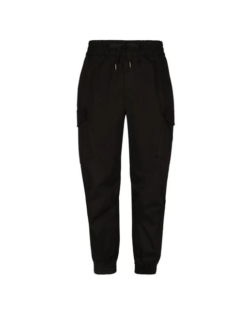 Dolce & Gabbana Black Cotton Cargo Pants With Branded Tag for men