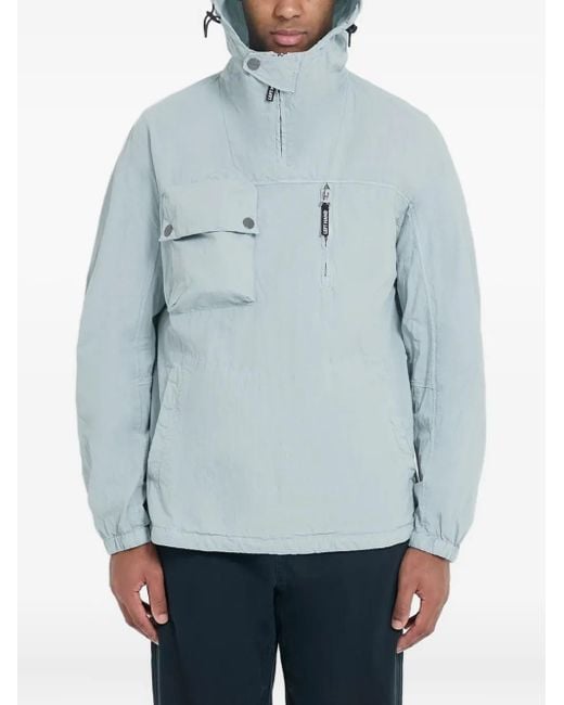 Left Hand Blue Hooded Pocket Jacket for men