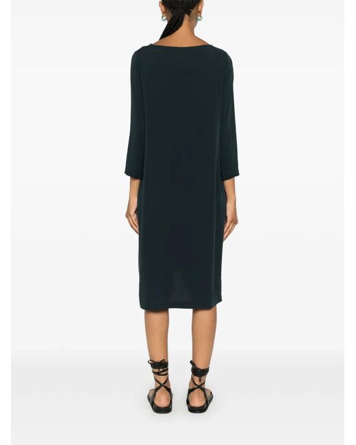 Private 0204 Black Ruched-Detail Midi Dress