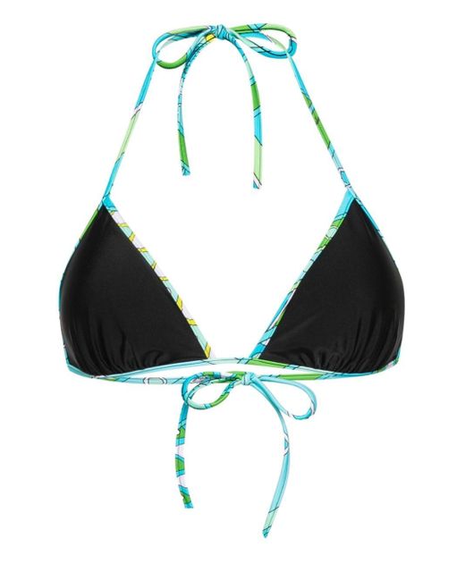 Emilio Pucci Black Iride-print Bikini Top