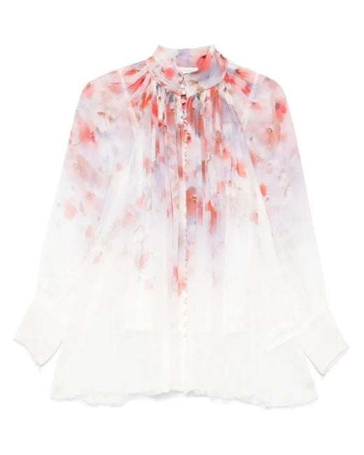 Zimmermann Multicolor "Crush" Blouse With Floral Print And Draped Design