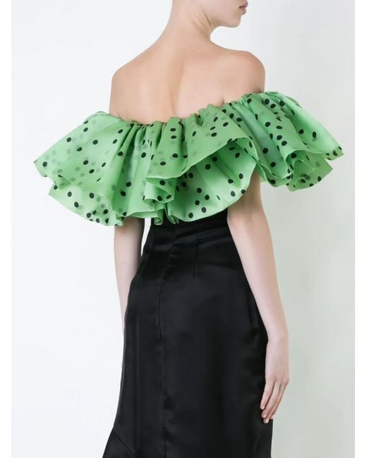 Bambah Green Double Ruffle Top