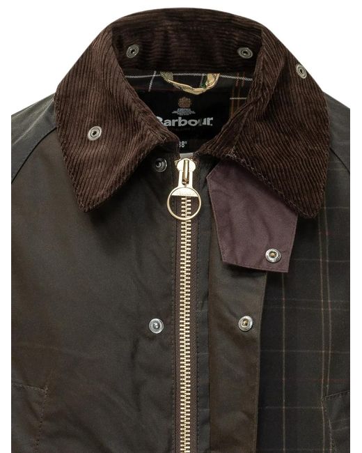 Barbour Black Patchwork Corduroy-Collar Jacket for men