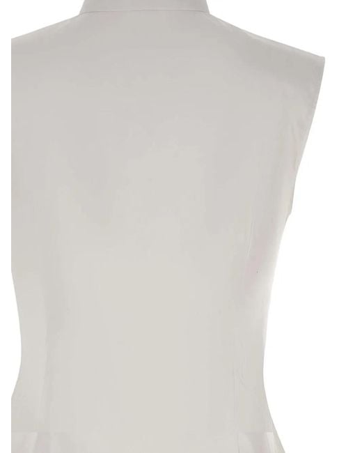Boss White Chemise À Design Sans Manches