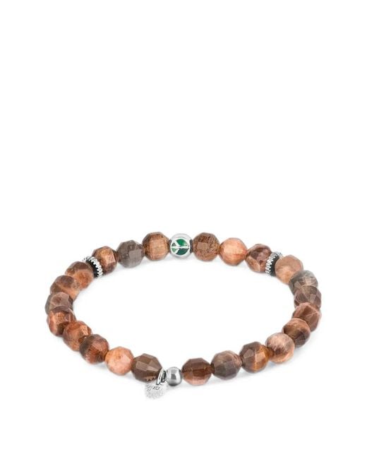 Tateossian Brown Hexade Peace Eye Beaded Logo-Charm Bracelet for men