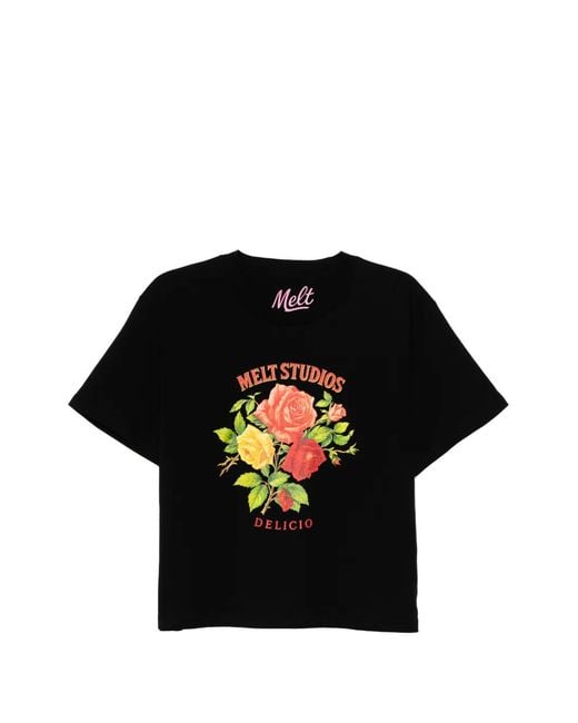 Melt Black T-Shirt À Fleurs