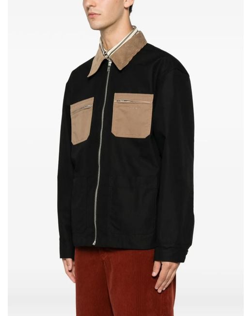 Marni Black Contrast-Collar Patch-Pocket Jacket for men