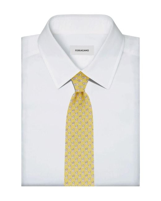 Ferragamo Metallic Bulldog Print Tie for men