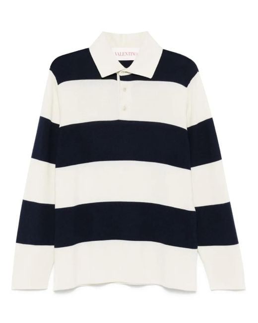 Valentino Garavani Blue Striped Polo Shirt for men