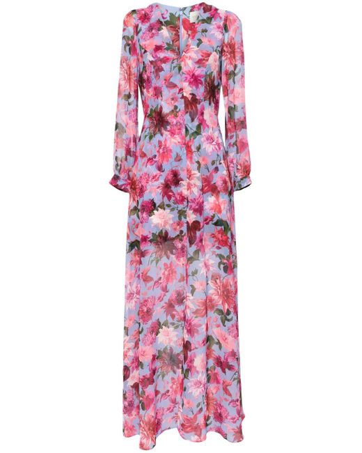 Sachin & Babi Purple Penny Floral-Print Gown