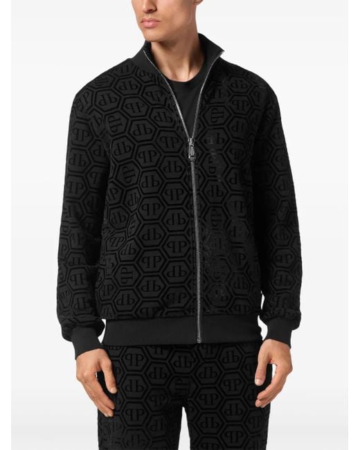 Philipp Plein Black Fleece Logo Tracksuit Set for men