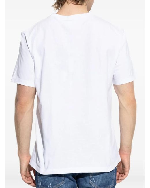 DSquared² White Logo-Embellished Cotton T-Shirt for men