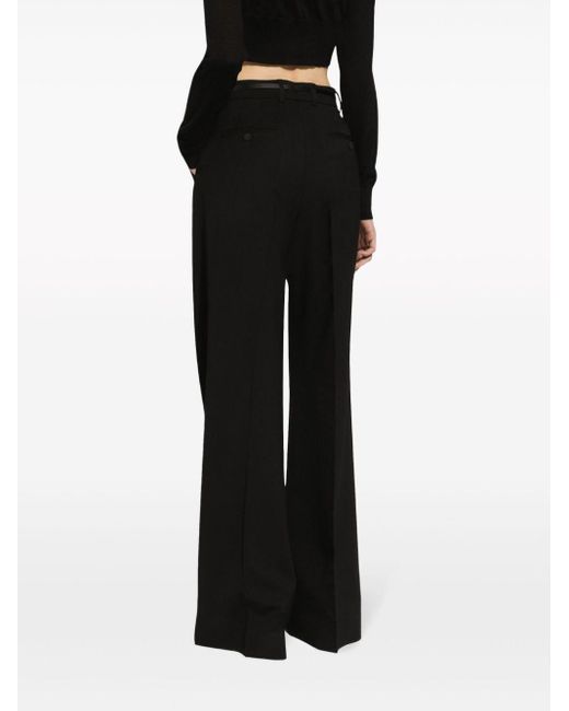 Pantalon palazzo à plis marqués Dolce & Gabbana en coloris Black