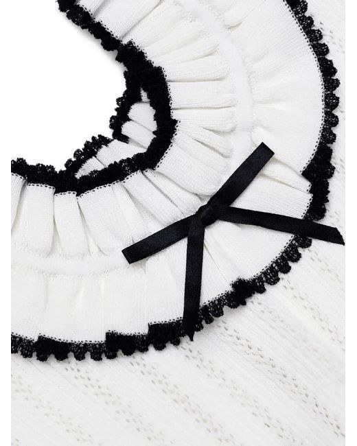 Self-Portrait White Ruffled Bow Mini Dress