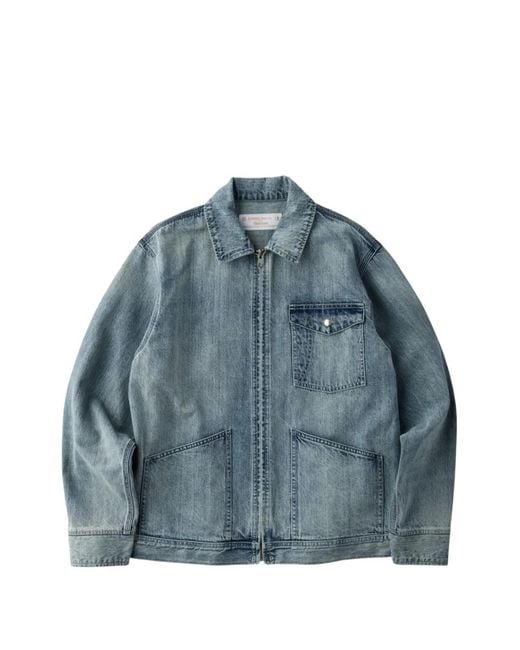 Universal Overall Blue Zip-Up Denim Jacket for men