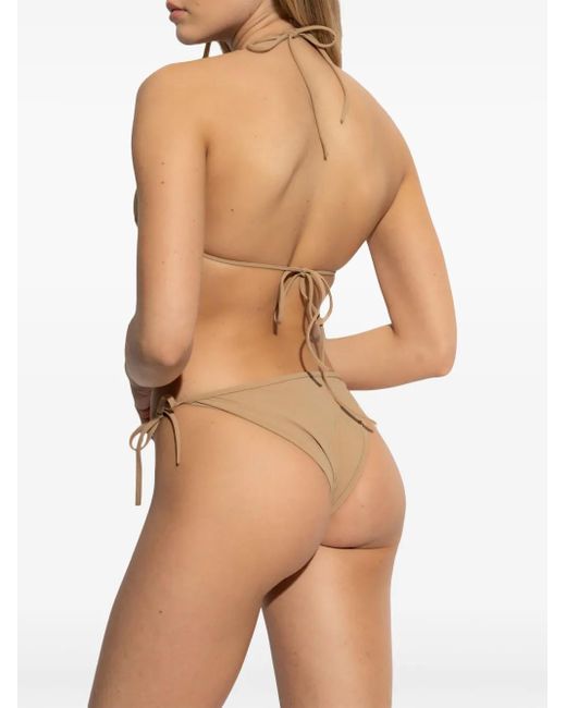 DSquared² Natural Logo-Print Bikini Bottoms