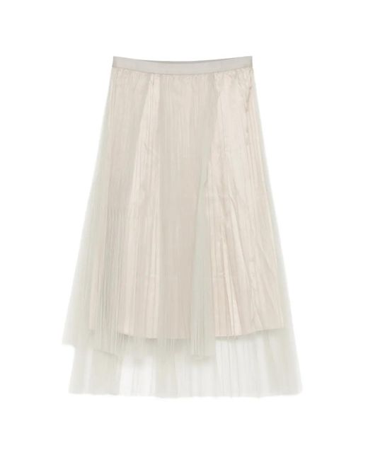 JNBY White Pleated Midi Skirt