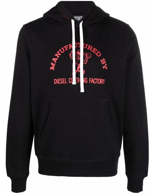 DIESEL Blue Crack-Print Pullover Hoodie for men
