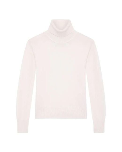 Lardini White Ribbed-Knit Turtleneck Sweater