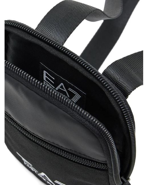 EA7 Black Logo-Print Shoulder Bag