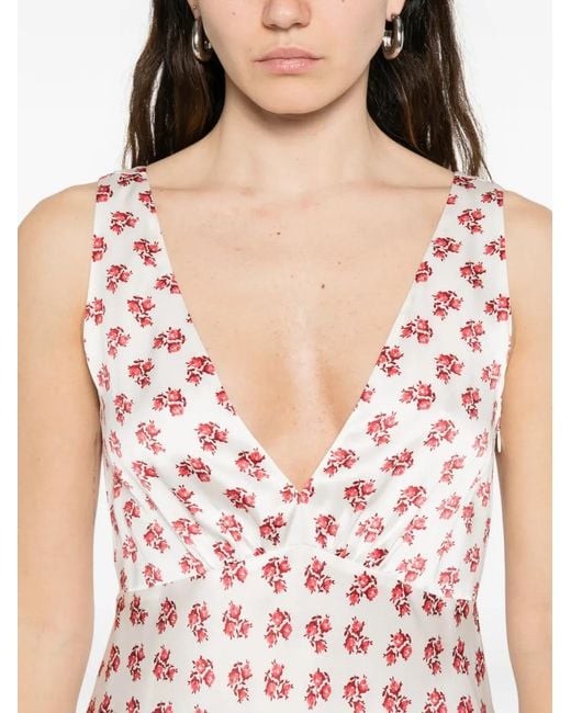 Maje Pink Floral V-Neck Maxi Dress