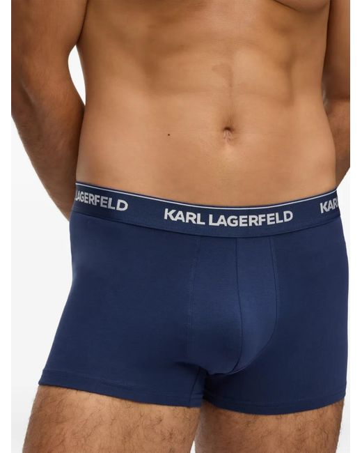 Karl Lagerfeld Blue Logo-Waistband Boxers (Set Of Three) for men