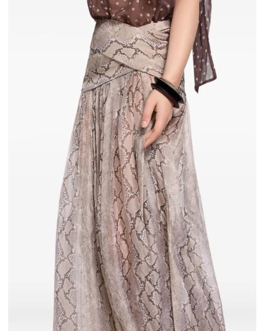 Elie Saab Natural Maxirock Aus Seide Mit Python-Print