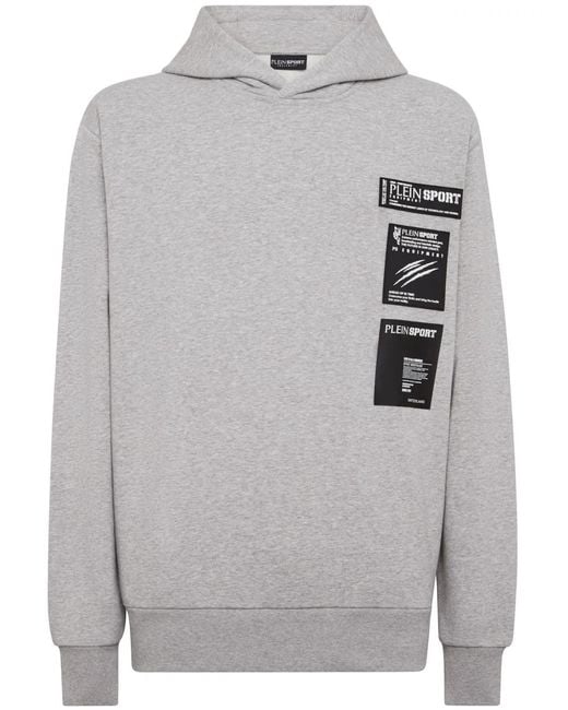 Philipp Plein Gray Scratch Logo-Print Hoodie for men