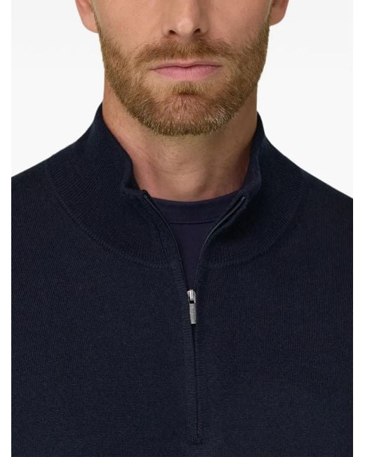 Boggi Blue Quarter-Zip Jumper for men
