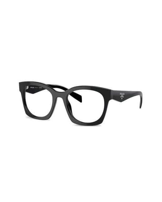 Prada Black Logo-Print Square-Frame Glasses