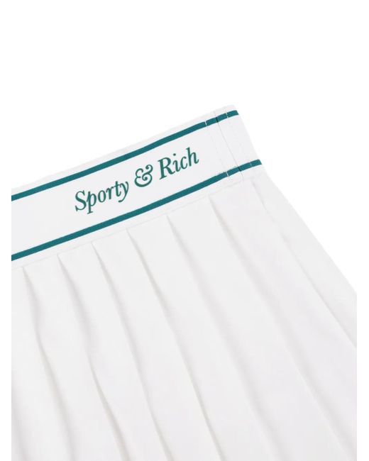 Sporty & Rich White Pleated Stripe Mini Skirt