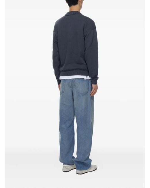 Maison Kitsuné Blue Fox Head Polo Sweater for men