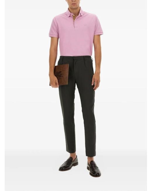 Etro Pink Buttoned Polo Shirt for men