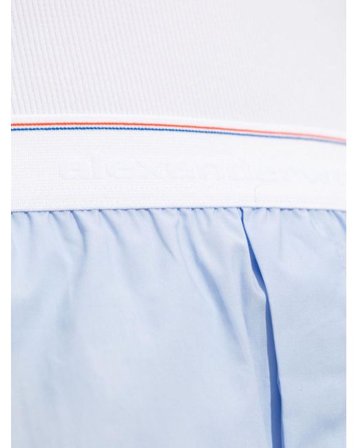 Alexander Wang Blue Logo-waistband Cotton Shorts