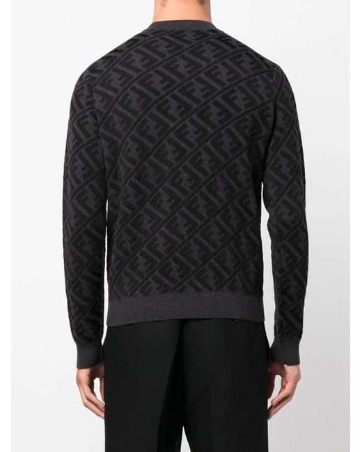 Fendi Black Ff Monogram-Pattern Jumper for men